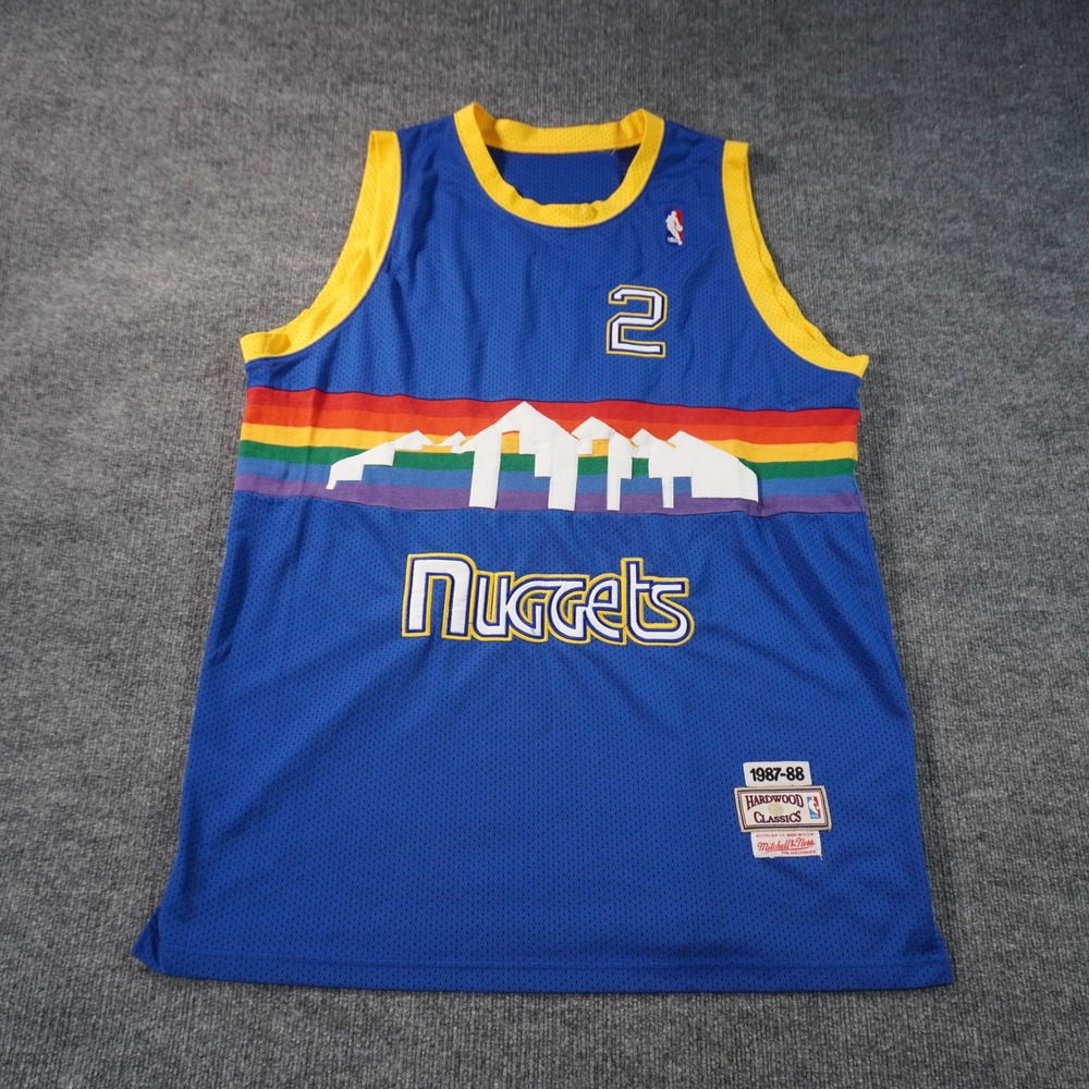 Mitchell & Ness Denver Nuggets Jersey Mens XL Blue 1987-88 Alex English Rainbow